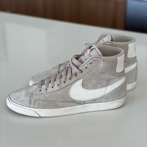 Ivory suede high top Nike blazers